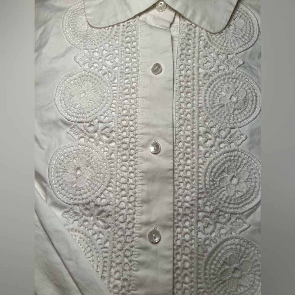 Vintage Talbots Cotton Crochet Button Down Shirt Top, size small 6 Cottagecore - Picture 6 of 15